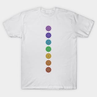 Rainbow of chakra mandalas (7 colors) T-Shirt